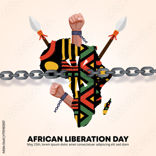 Africa Day or African Liberation Day with Africa map and pattern