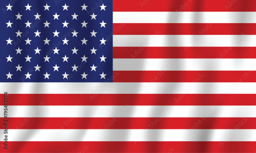 Fototapeta premium Realistic united states national flag Perfect color, scale, and proportion.