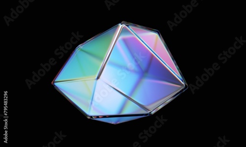 Abstract iridescent shape, colorful crystal, 3d render © VAlex