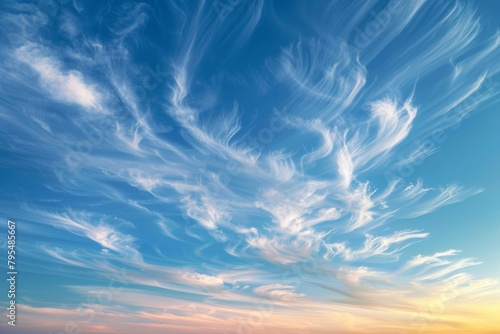 Wisps of cirrus clouds in a twilight sky