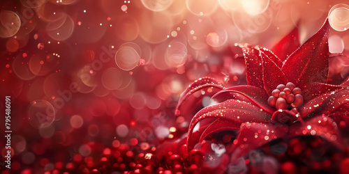 Roter Weihnachtsstern Blume zu Weihnachten kunstvoll als Zeichung dargestellt, ai generativ