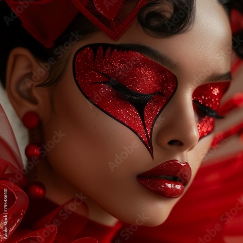 Woman with red makeup 