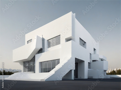 Modern architecture white building generative Ai © salman912