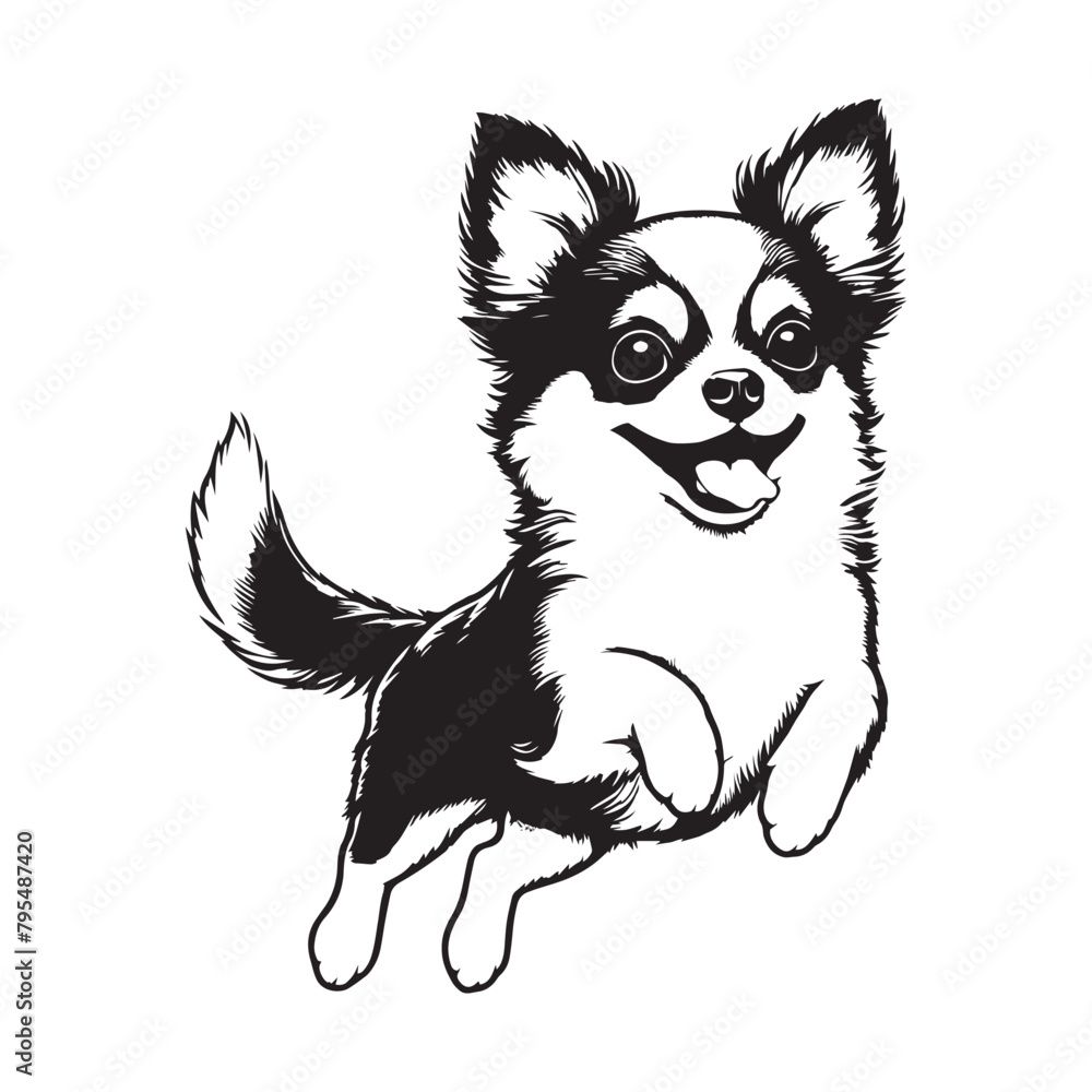 Chihuahua Dog Silhouettes, clean black outlines, Chihuahua Silhouettes and outlines, standing chihuahua, sitting chihuahua, jumping chihuahua, cute animal, dog, pet Chihuahua, Silhouettes Dog Face