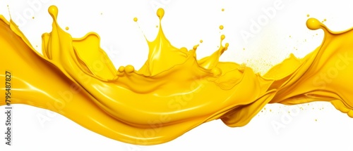 Vibrant yellow paint throwing up a splash, artistic motion, isolated on white, realistic,