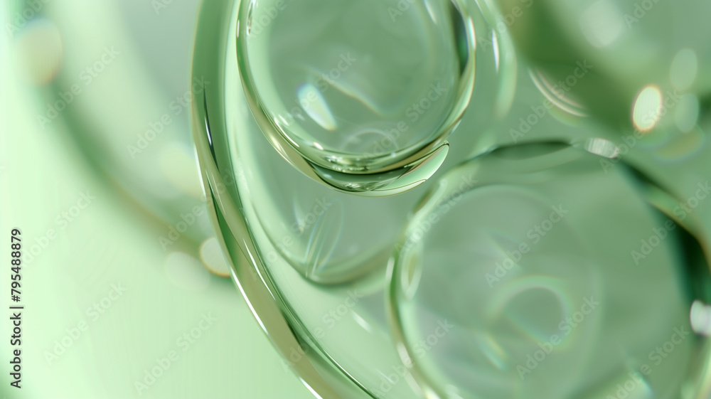 abstract translucent amorphous glass flowing fluid waves green turquoise tones on white background in style clean, minimal, modern. abstract translucent amorphous glass flowing fluid waves green turquoise tones on white background in style clean, minimal, modern.