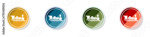 Set of train logo vector. Color railway icon collection. Set of stylish buttons with trains. Modern transport logo. Train icon set. Vector illustration.