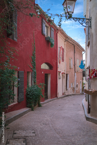 Street of small French in southern Provence town called Le Castelled