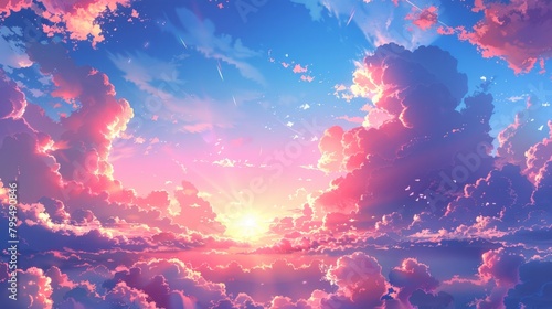 Beautiful sunset with scenic cloud-filled sky © 2rogan