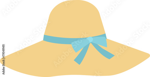 summer straw hat vector.
Flat women's straw hat vector.