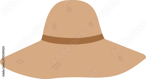 summer straw hat vector.
Flat women's straw hat vector.