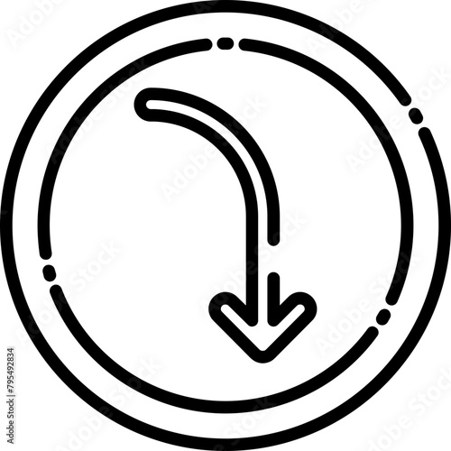 Right Arrow Curving Down Icon