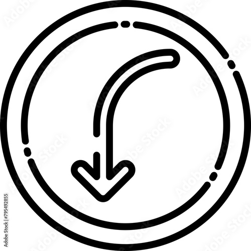 Left Arrow Curving Down Icon