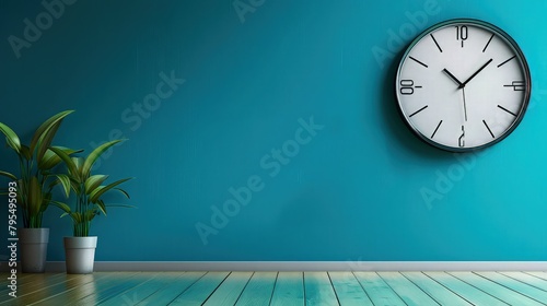 Wallpaper Mural wall clock on blue background with copy space  Torontodigital.ca