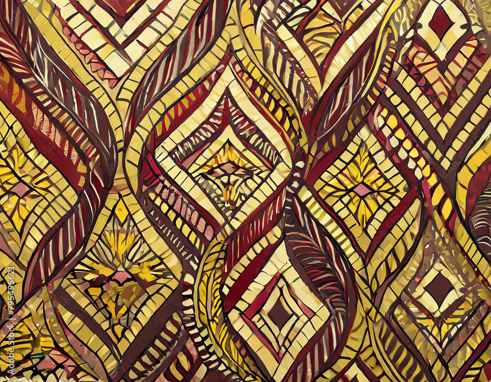 African Tribal Background Pattern in the Colors Yellow and Maroon
