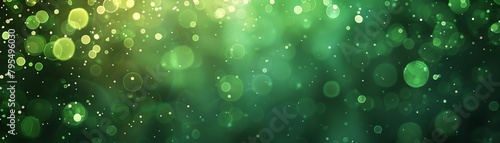 abstract green background with bokeh lights and glitter, green gradient background, green abstract background with sparkling particles, light effects, green abstract background with blurred nature ele photo
