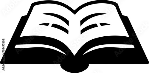 Silhouette of an open book with fluttering pages, symbolizing literature, education, and the joy of reading, suitable for literary and educational graphics.

