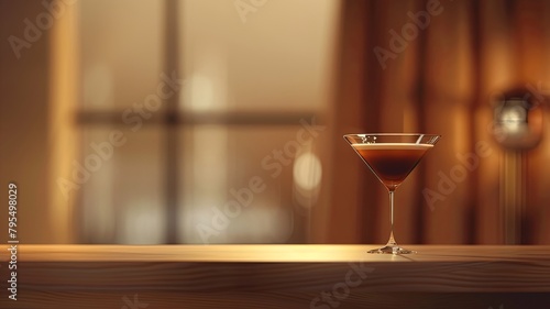 Elegant Martini Glass with Espresso Cocktail in a Cozy Ambient Setting