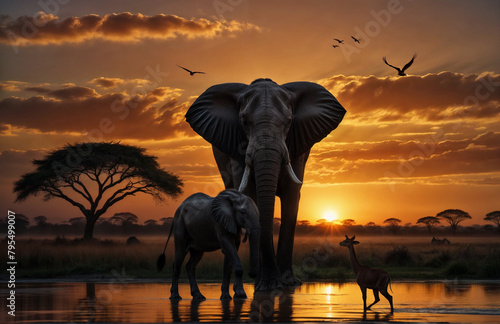 sunset in the serengeti