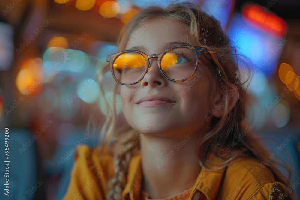 Unidentifiable young woman surrounded by vibrant city lights, capturing the essence of urban nightlife and entertainment Unidentifiable young woman surrounded by vibrant city lights, capturing the essence of urban nightlife and entertainment