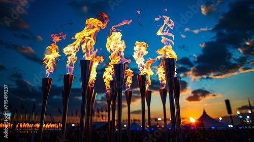 Olympic Flames Alight: A Majestic Sunset Backdrop for the Symbolic Torch Ceremony