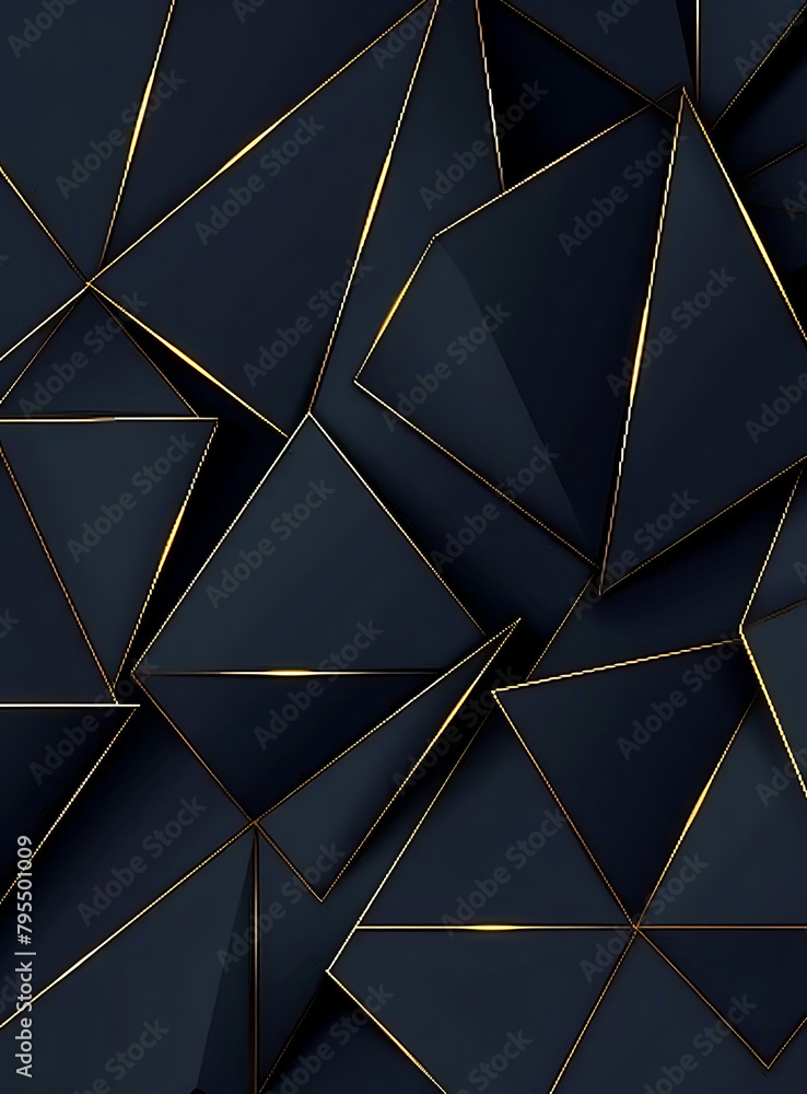 Luxurious Dark Blue Abstract Template with Geometric Triangle Pattern and Golden Striped Line Luxurious Dark Blue Abstract Template with Geometric Triangle Pattern and Golden Striped Line