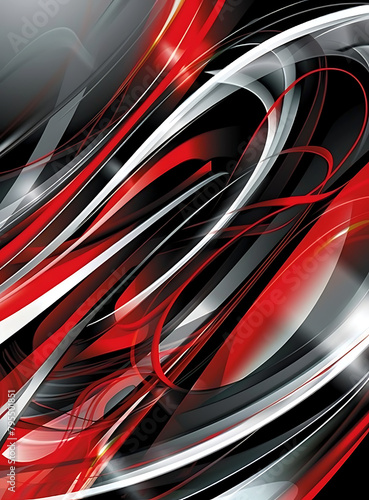 Design an abstract vector background using red, silver, and black tones © Rana