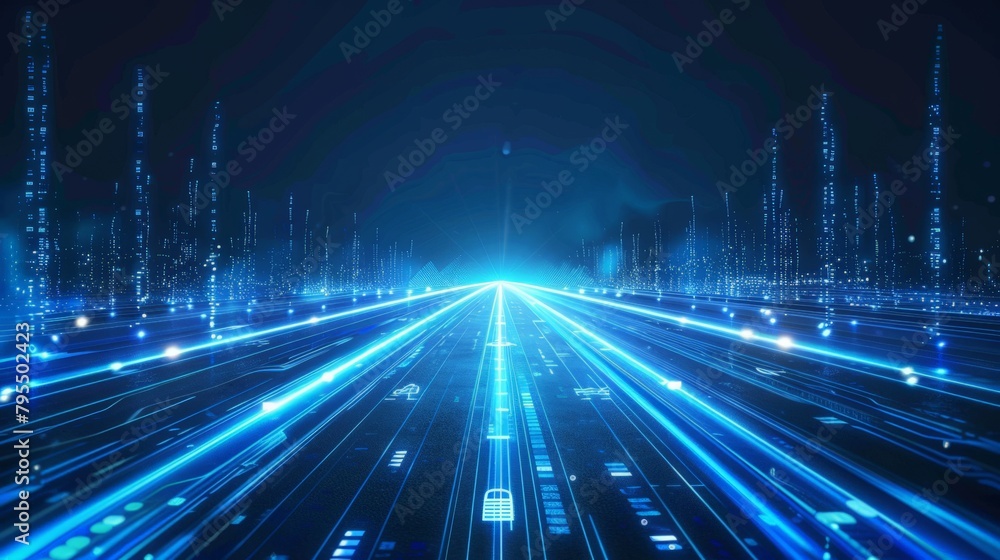 Data transmission channel, future science and technology road, light effect Data transmission channel, future science and technology road, light effect