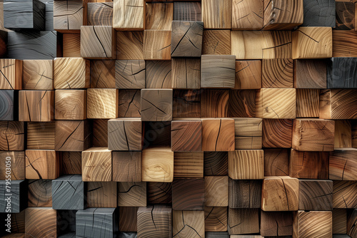 Wood collage samples overlay dimensional arranged on an elegant minimalist background. photo