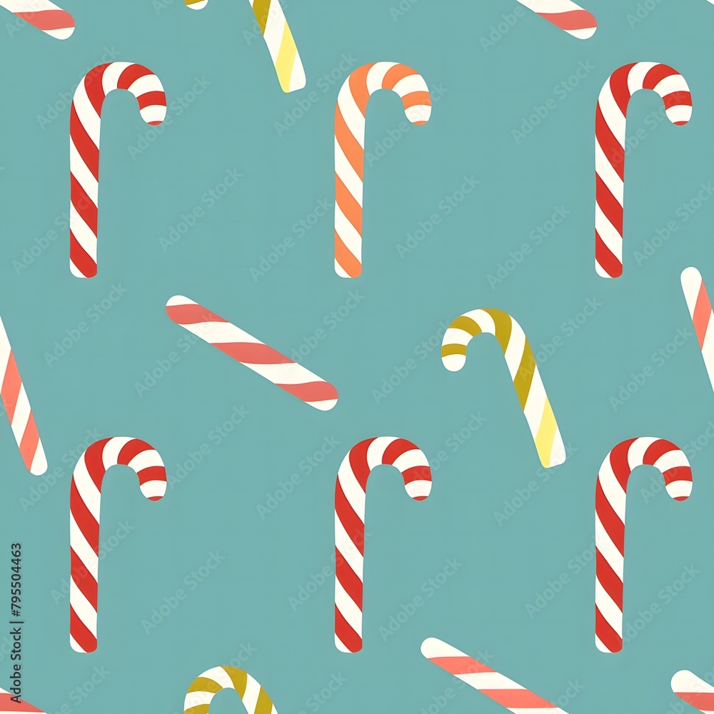Obraz premium simple pattern of candy canes, teal background