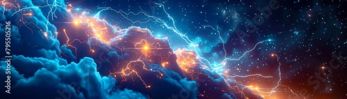 Conceptual photo of interconnected lightning bolts forming a network in the sky, visually metaphorizing the rapid and expansive nature of the Lightning Network