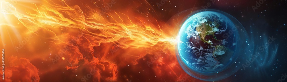 Fototapeta premium A comet is hurtling towards Earth.