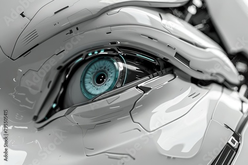 A close up of a robot's eye.