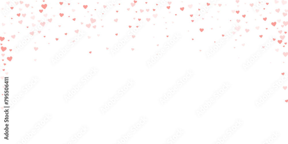 Red hearts scattered on white background.