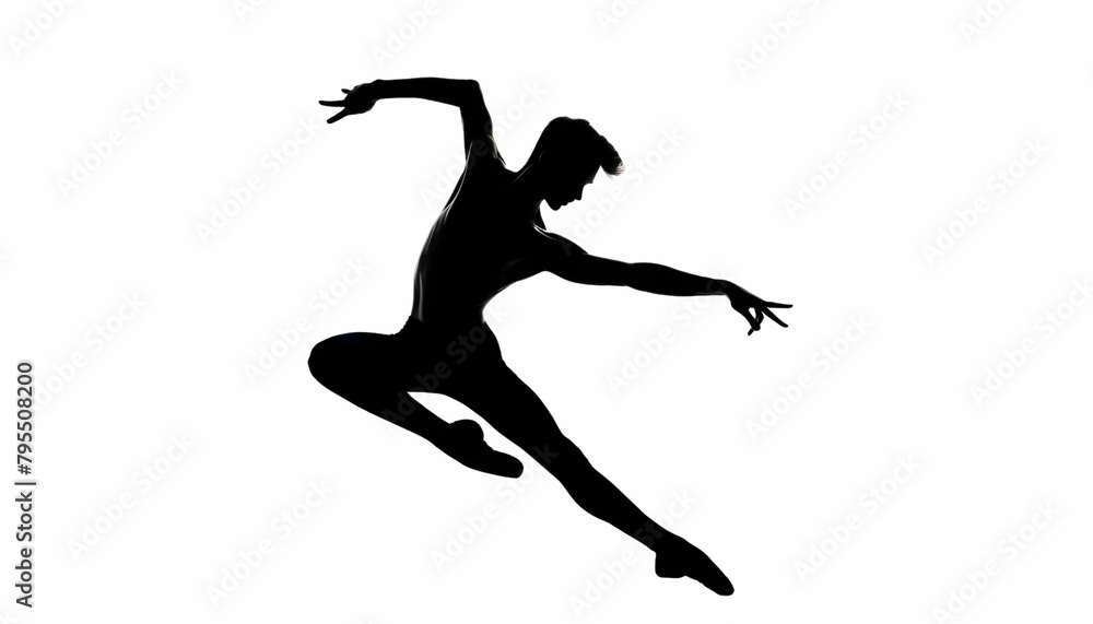 Silhouette of professional dancer on white background.