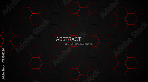 Fototapeta Naklejka Na Ścianę i Meble -  Black steel mesh background with red glow lines with empty space for design. Modern technology innovation concept. vector illustration background	
