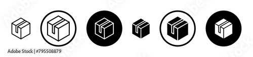 Box vector icon set. parcel package vector icon. shipping cardboard carton sign. storage box icon suitable for apps and websites UI designs. photo