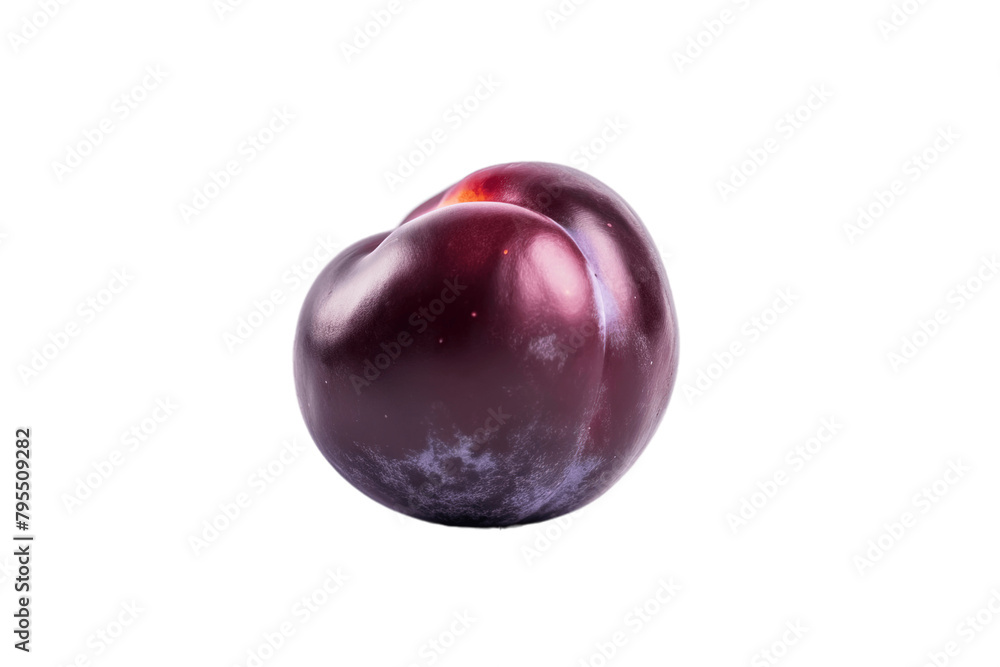 Fresh blue plum with leaf, isolate on white background. Macro studio shot. AI generated. Fresh blue plum with leaf, isolate on white background. Macro studio shot. AI generated.