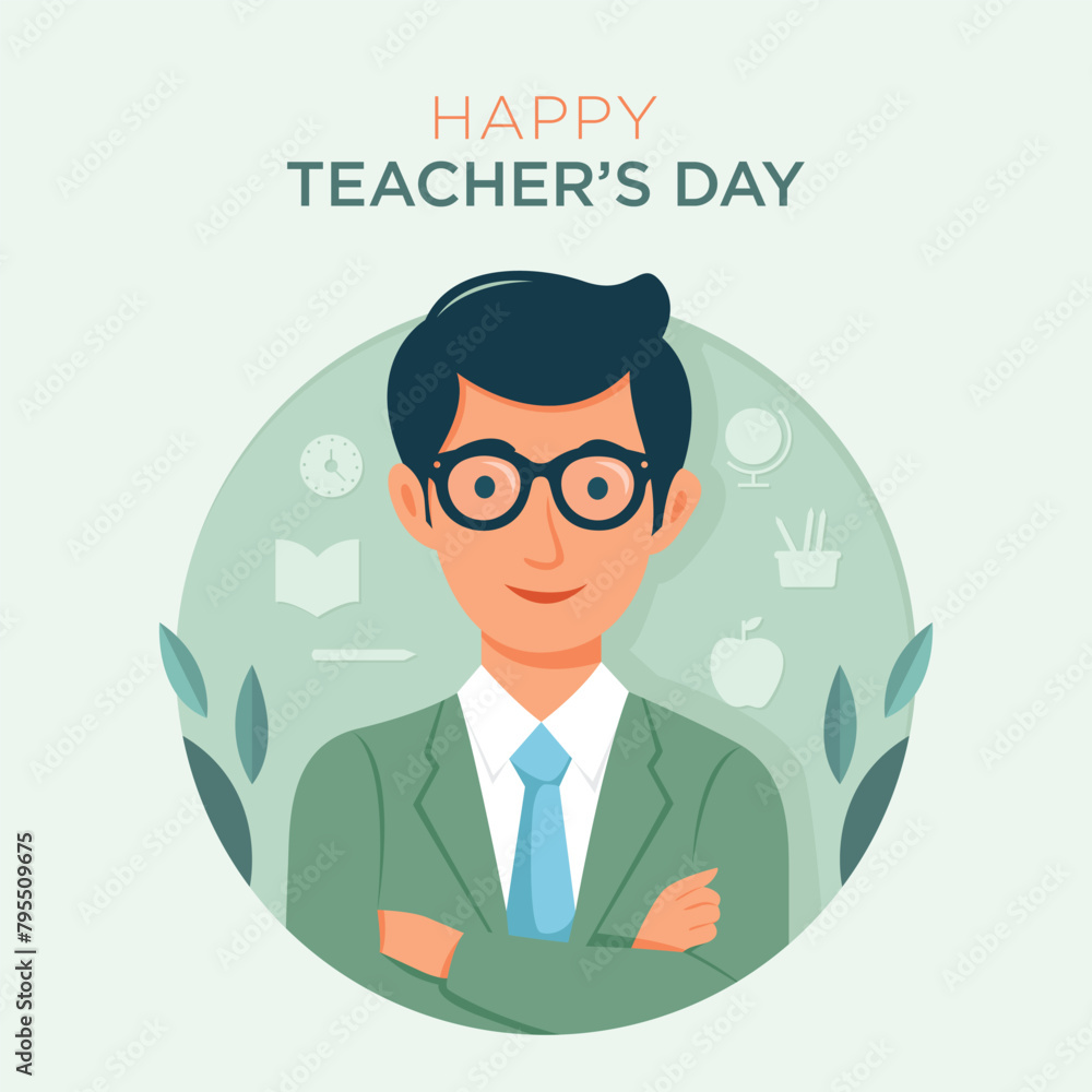 Illustration of a teacher. Happy teacher's day concept.