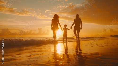 A Family Enjoying Beach Sunset