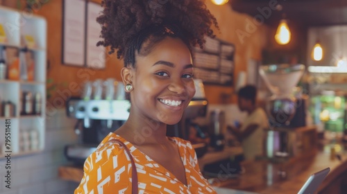 A Smiling Woman at Cafe