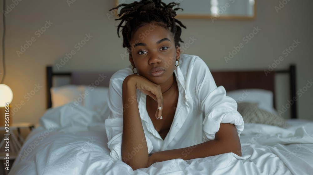 A Woman Resting in Bed A Woman Resting in Bed