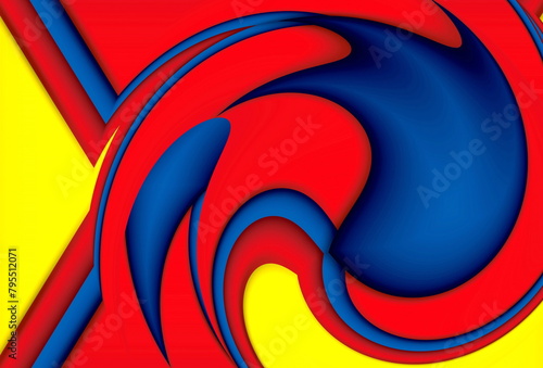 Colorful modernism. Simple red-blue waves composition. Futuristic patterns.