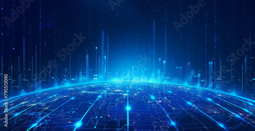 Future digital world, technology earth, light, background picture