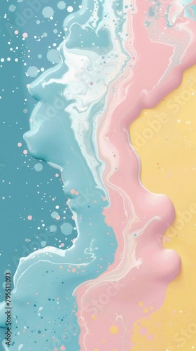 Abstract Marbled Pastel Textures in Blue, Pink, and Yellow Color Scheme.