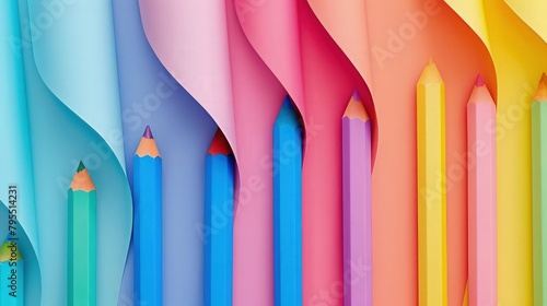 Against a vibrant and abstract colorful background, a collection of colorful pencils stands upright, arranged in an artful display. Each pencil exudes its own vivid hue.
