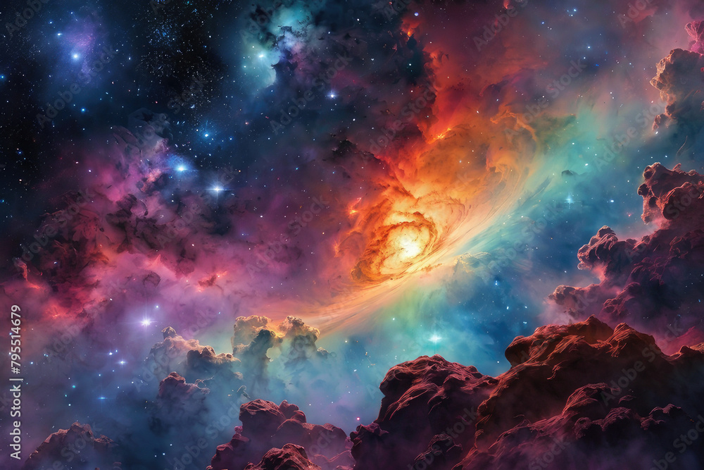 Generative Ai, AI Generated art, Beautiful view of the colorful galaxies/nebula, Colorful cosmic, Beautiful view of nebulae with star-studded stars, beautiful view of the colorful Milkyway of space Generative Ai, AI Generated art, Beautiful view of the colorful galaxies/nebula, Colorful cosmic, Beautiful view of nebulae with star-studded stars, beautiful view of the colorful Milkyway of space