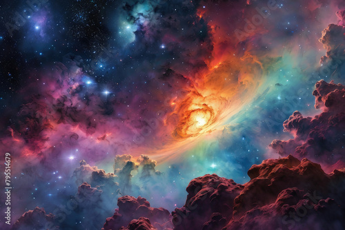 Generative Ai, AI Generated art, Beautiful view of the colorful galaxies/nebula, Colorful cosmic, Beautiful view of nebulae with star-studded stars, beautiful view of the colorful Milkyway of space