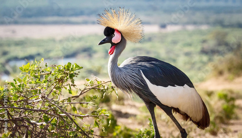African Crowned Crane in the wild.