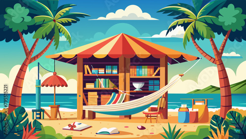 a-beachside-cabana-with-shelves-of-books-and-a-com